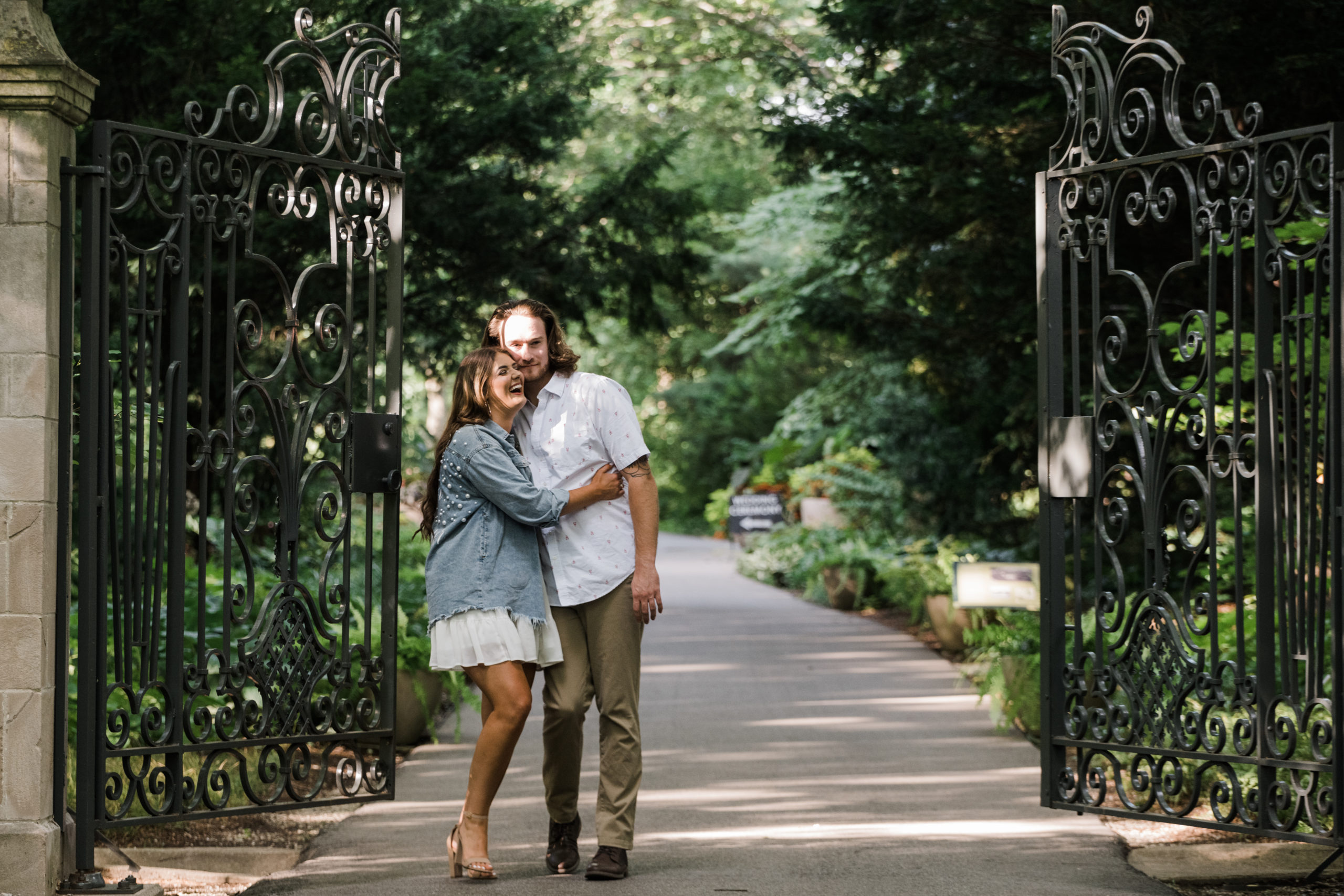 Engagement picture captured during an engagement session at Newfields.