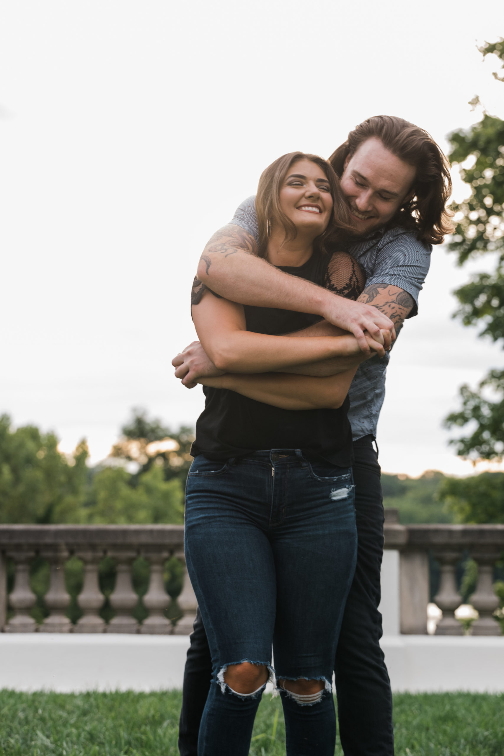 Engagement picture captured behind the Lilly House at Newfields.