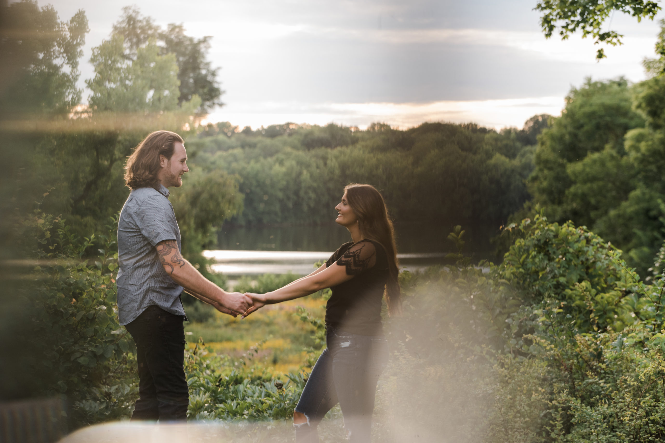 Engagement photo captured during an engagement session at Newfields in Indianapolis.