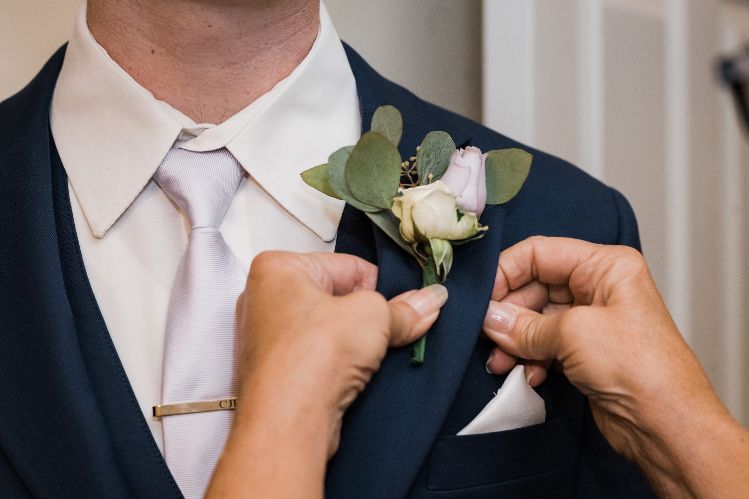 boutonnière Black Iris wedding Carmel, Indiana