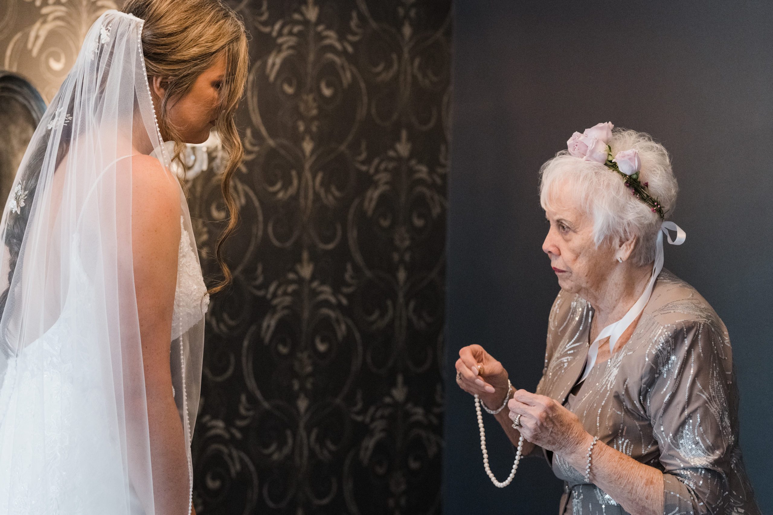 Bride with grandma Black Iris wedding Carmel, Indiana