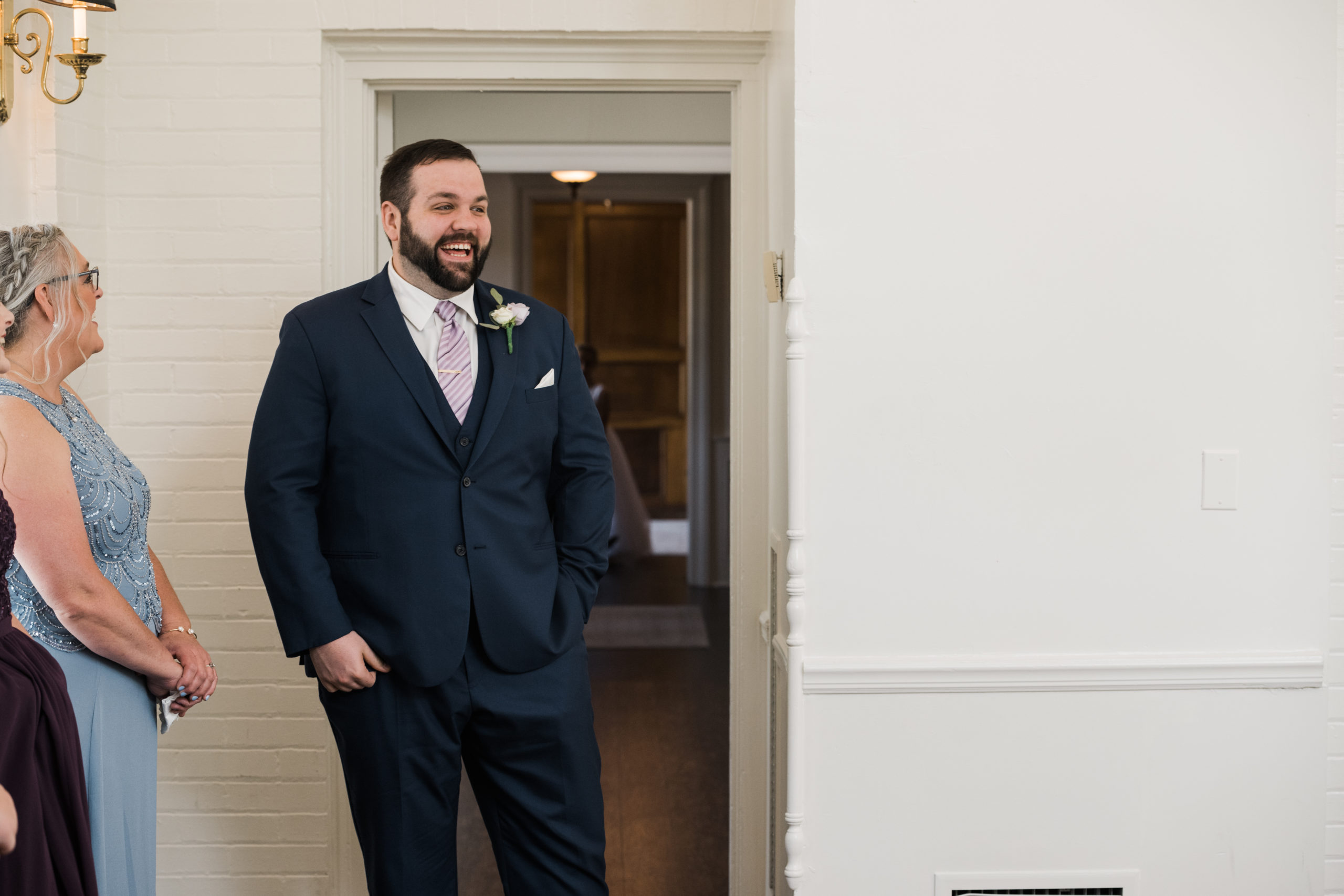 Bride's first look with brother Black Iris wedding Carmel, Indiana