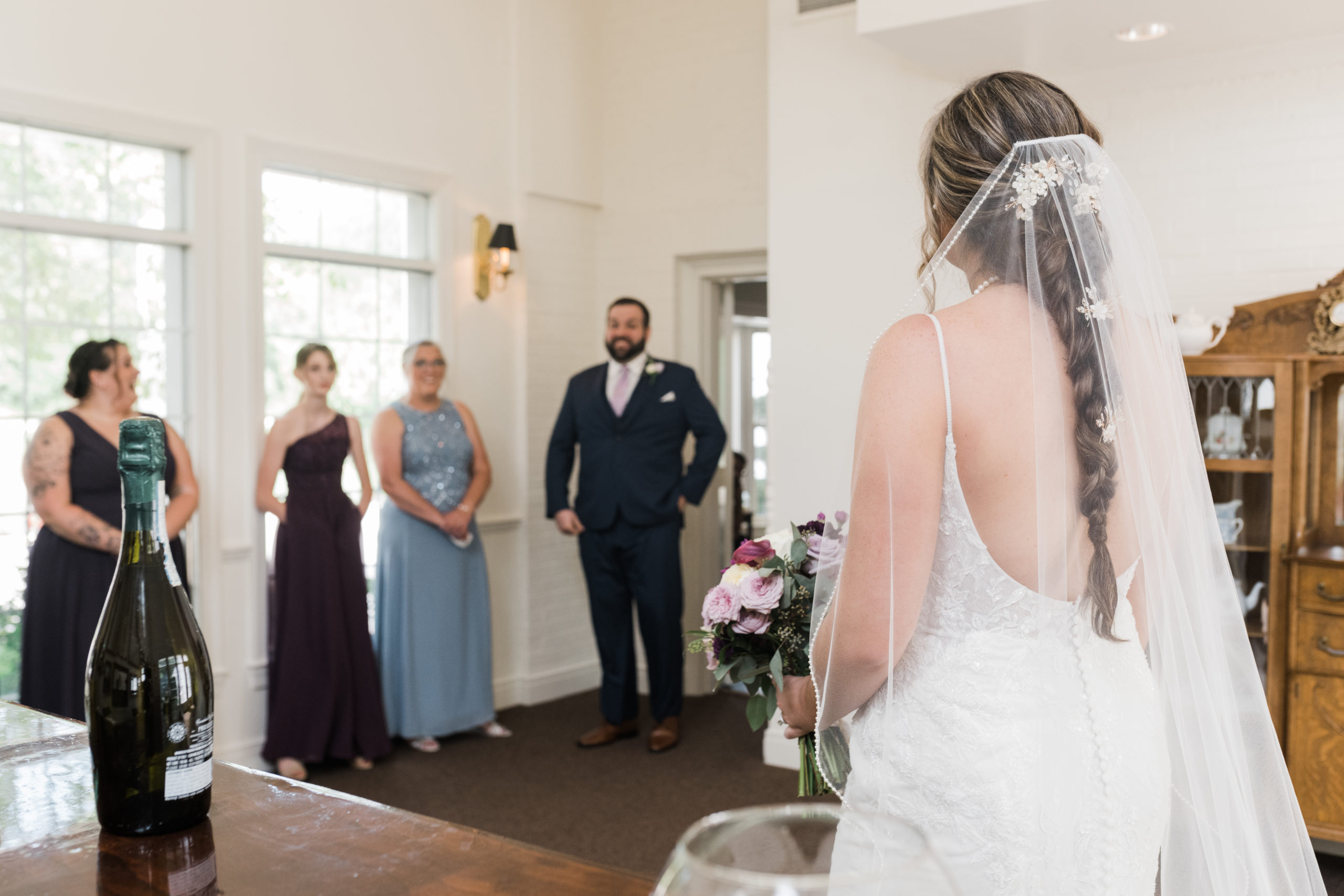 Bride's first look with brother Black Iris wedding Carmel, Indiana