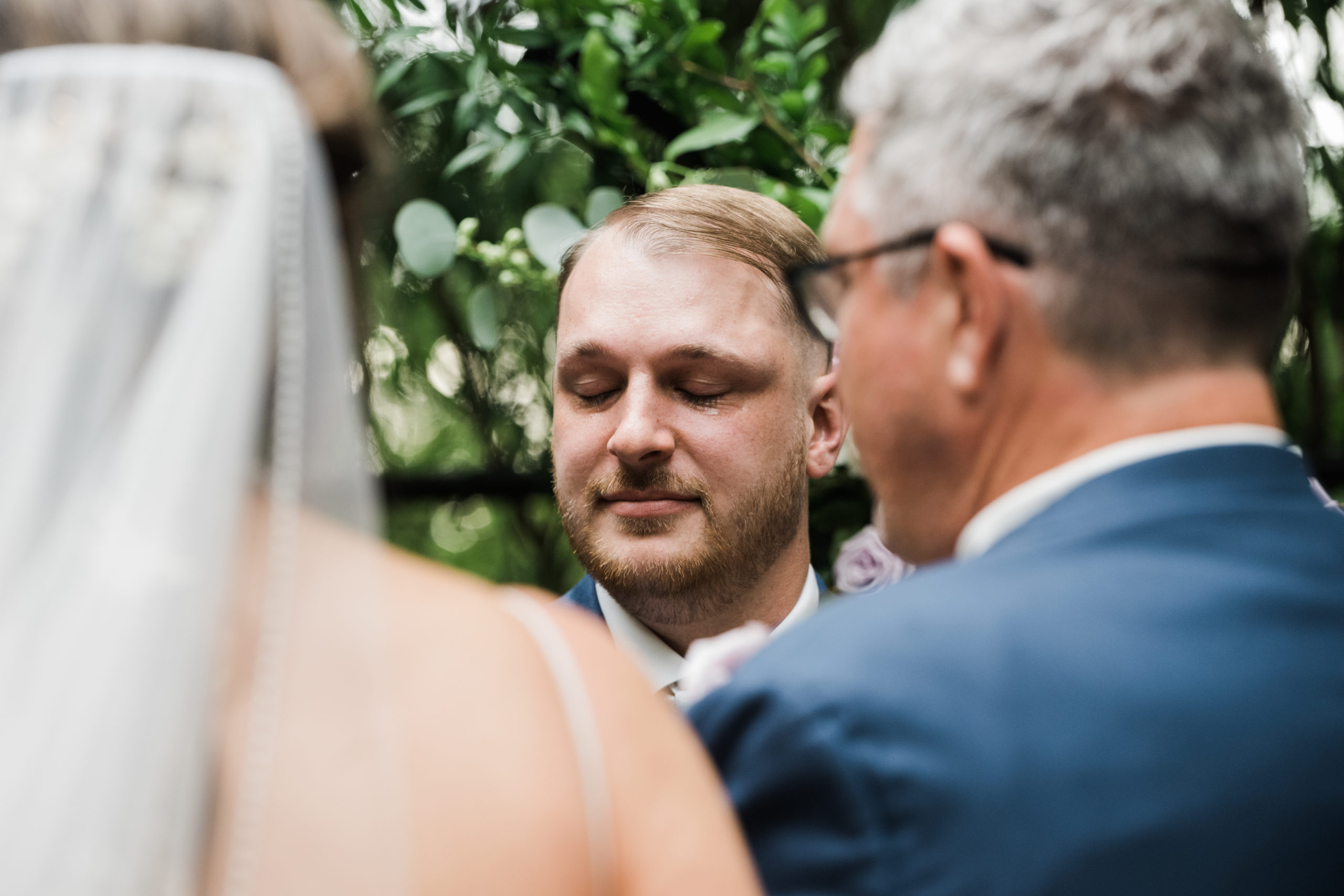 Crying groom photo Black Iris wedding Carmel, Indiana