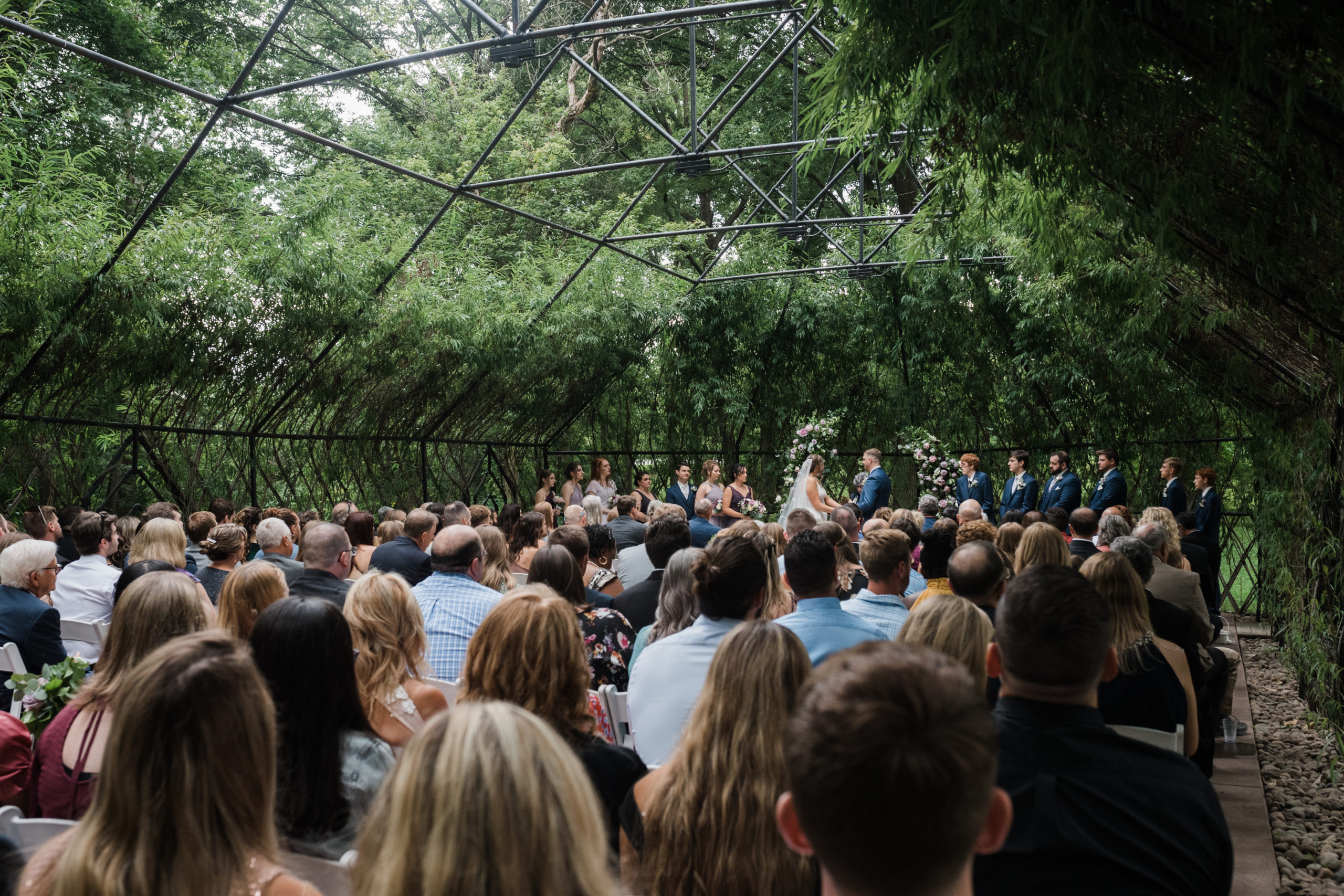 Ceremony in Willow Chapel Black Iris wedding Carmel, Indiana