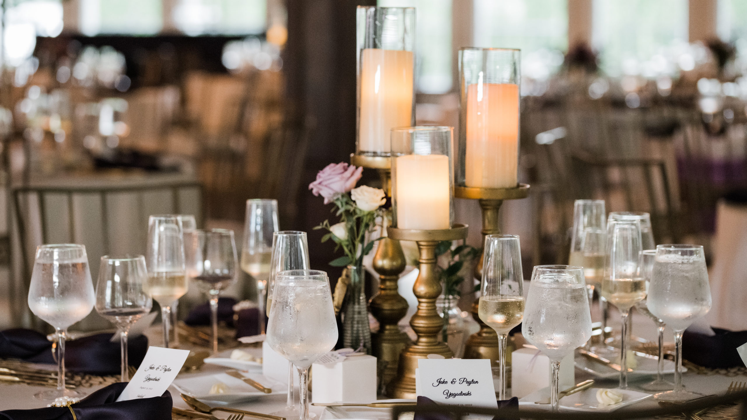 Centerpiece photo Black Iris wedding Carmel, Indiana