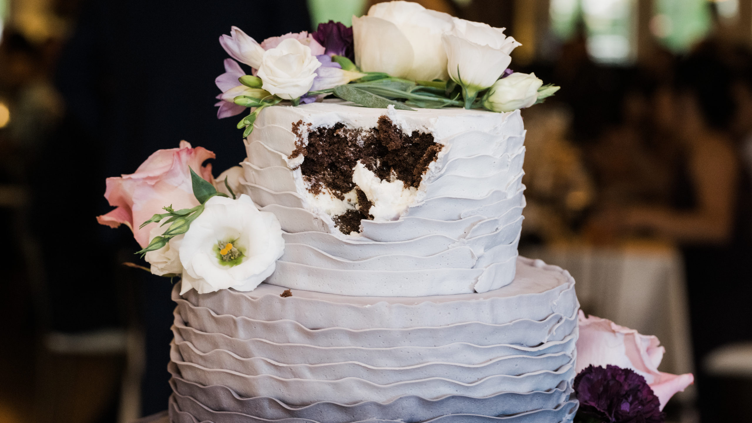 Cake cutting photo Black Iris wedding Carmel, Indiana