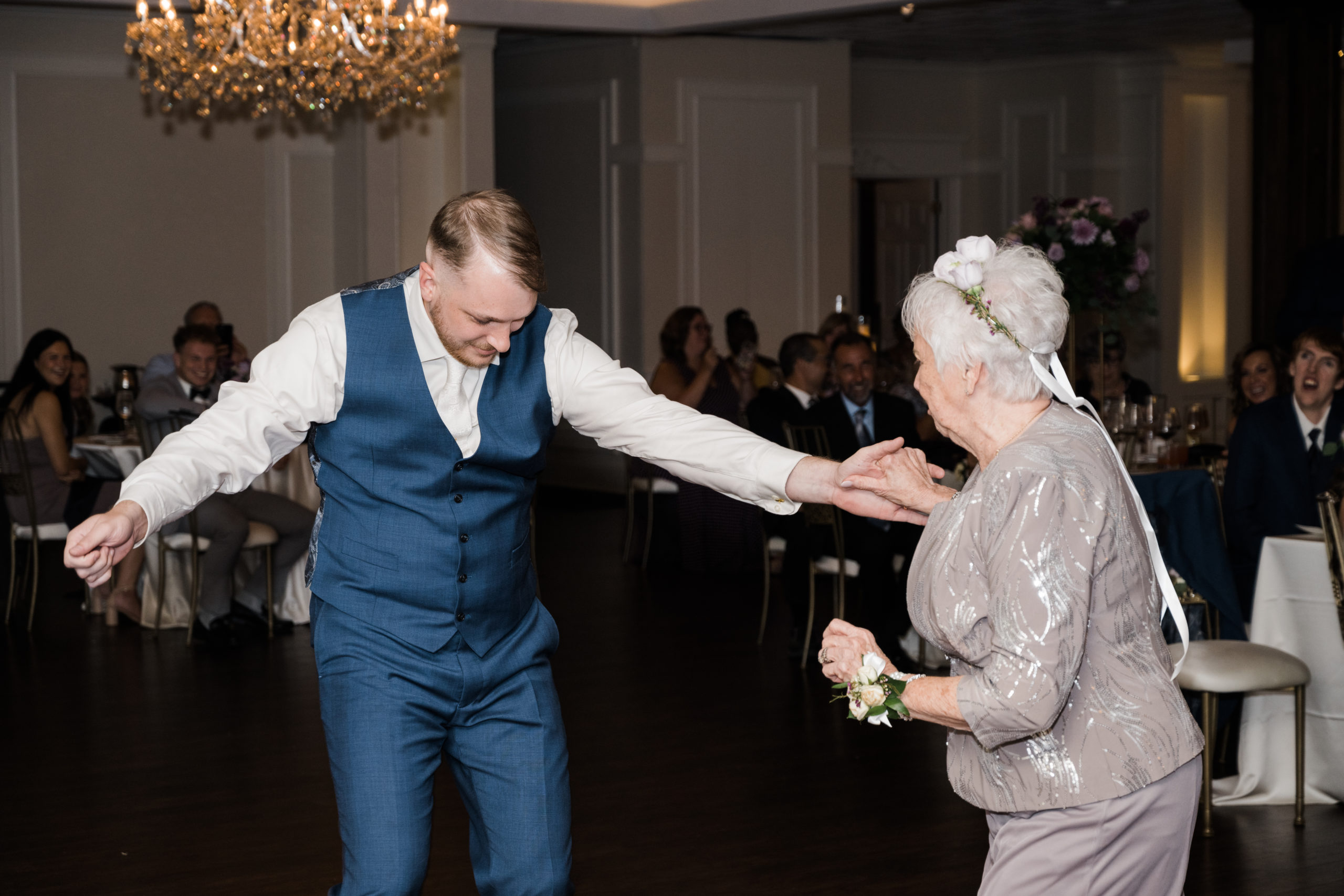 Groom dances with grandma Black Iris Estate Carmel, Indiana