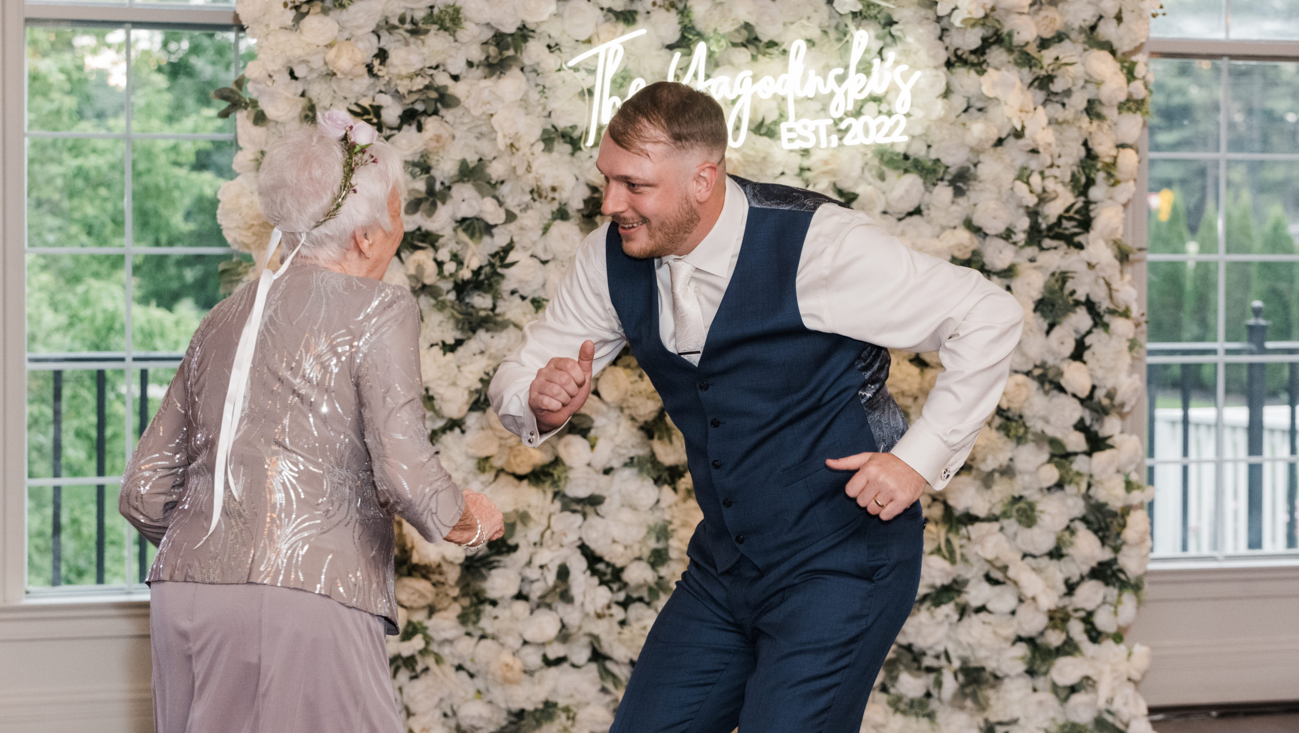 Groom dances with grandma Black Iris Estate Carmel, Indiana